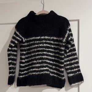 Crewcuts Black and White Striped Turtleneck Sweater